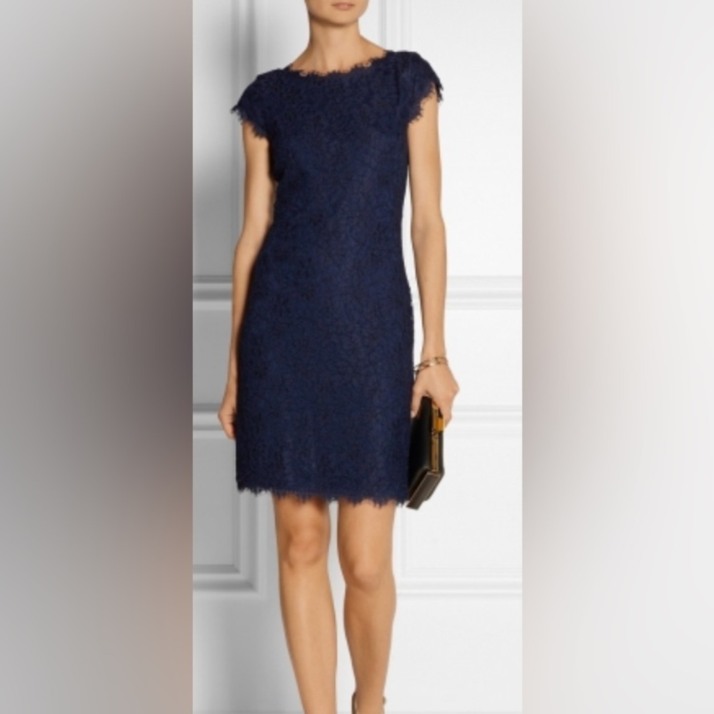 Diane Von Furstenberg DVF Barbara Lace Dress Midnight sz 10 MSRP $368